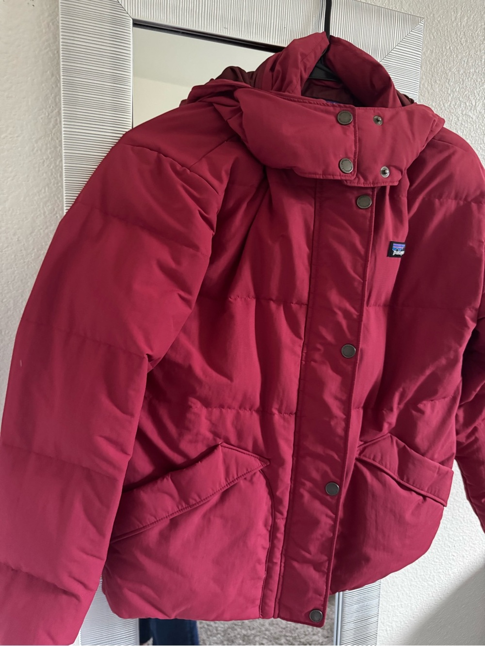 Patagonia Women's Deep Red Quilted Puffer Coat - Picture 3 of 7